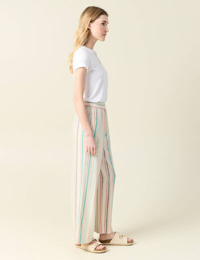 Pantalon large fluide blanc femme