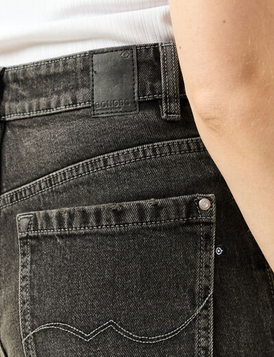 Jeans large taille haute denim snow gris femme