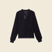 Blouse manches longues plissée noir femme