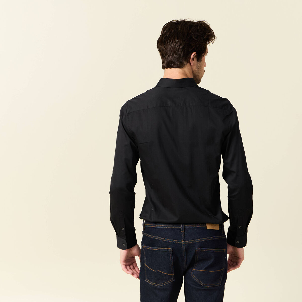 Chemise manches longues noir homme