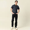 Polo cintr&eacute; manches courtes col polo bleu marine homme
