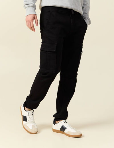 Pantalon battle bas resserr&eacute; noir homme