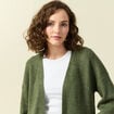 Gilet manches longues vert kaki femme