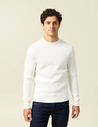 Pull droit manches longues ecru homme