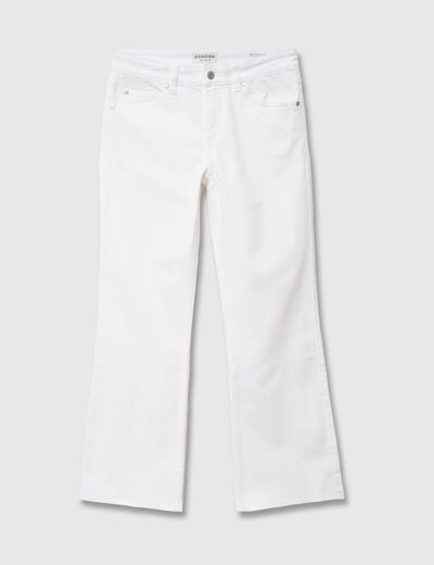 Jeans bootcut cropped taille bascul&eacute;e denim blanc femme