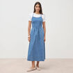 Robe bretelle en jeans col rond denim used femme