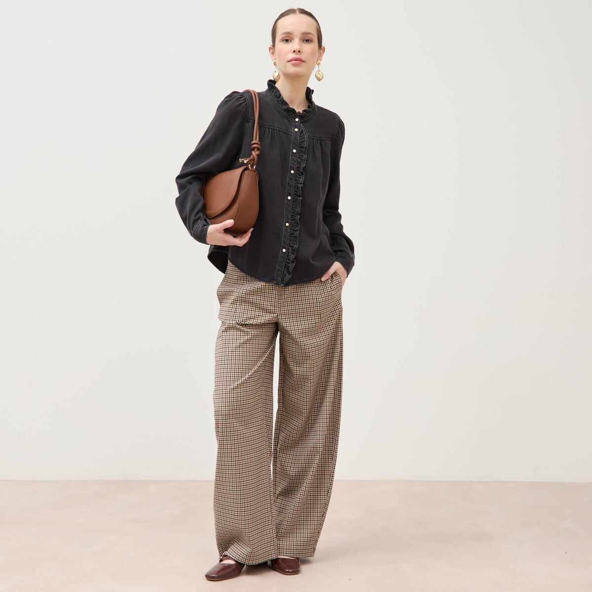 Chemise en jeans manches longues denim noir femme