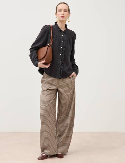 Chemise en jeans manches longues denim noir femme