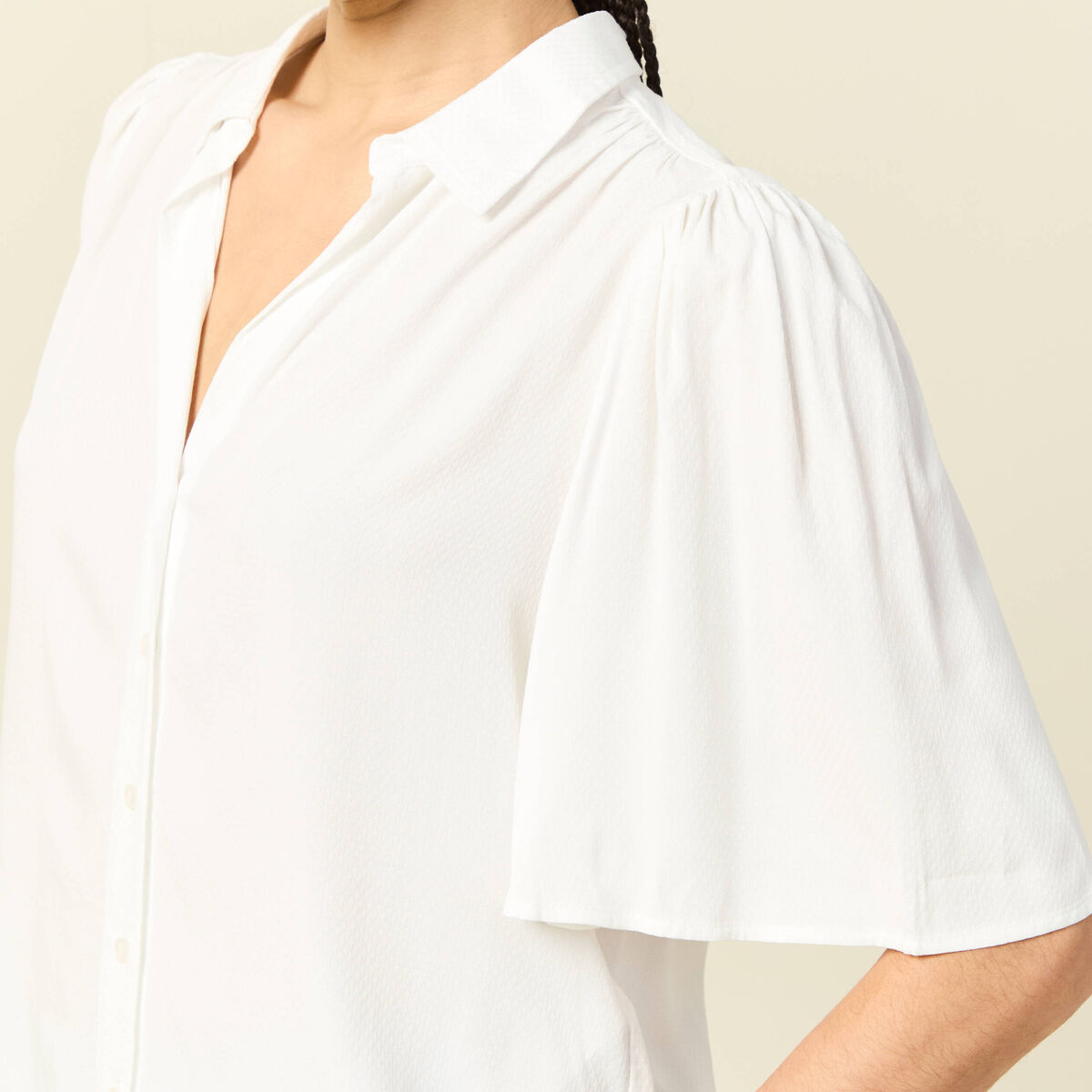 Chemise manches courtes ecru femme