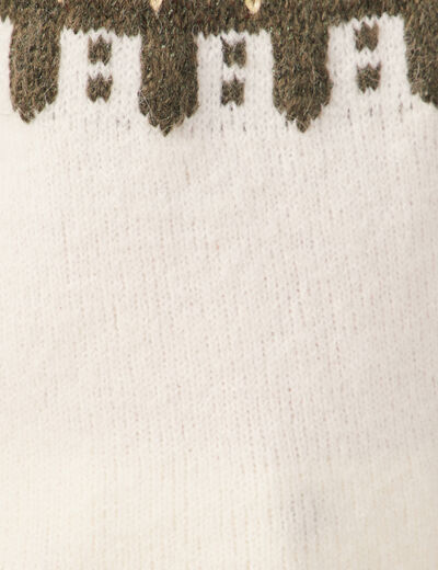 Pull manches longues col roulé ecru femme