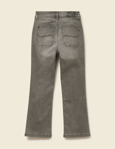 Jeans bootcut cropped taille haute denim gris femme
