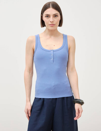 D&eacute;bardeur sans manches bleu lavande femme
