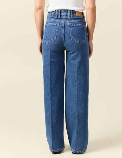 Jeans large taille haute denim stone femme