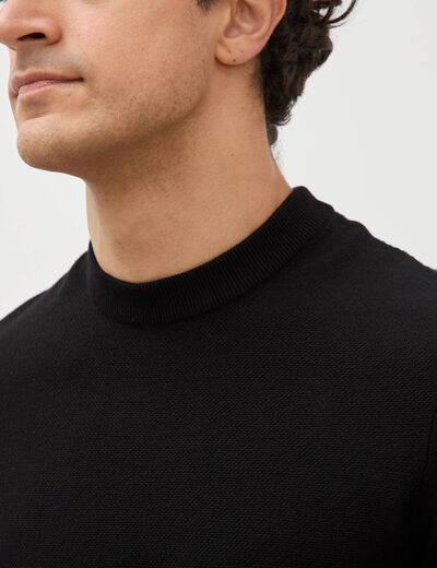 Pull manches longues col rond noir homme