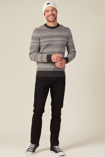 Pull manches longues ecru homme