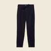 Pantalon carotte ceinturé bleu marine femme