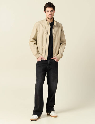 Blouson zippé col montant gris homme