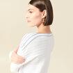 Pull col bateau manches longues en coton blanc femme