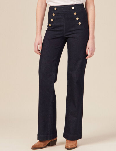 Jeans flare à pont denim brut femme