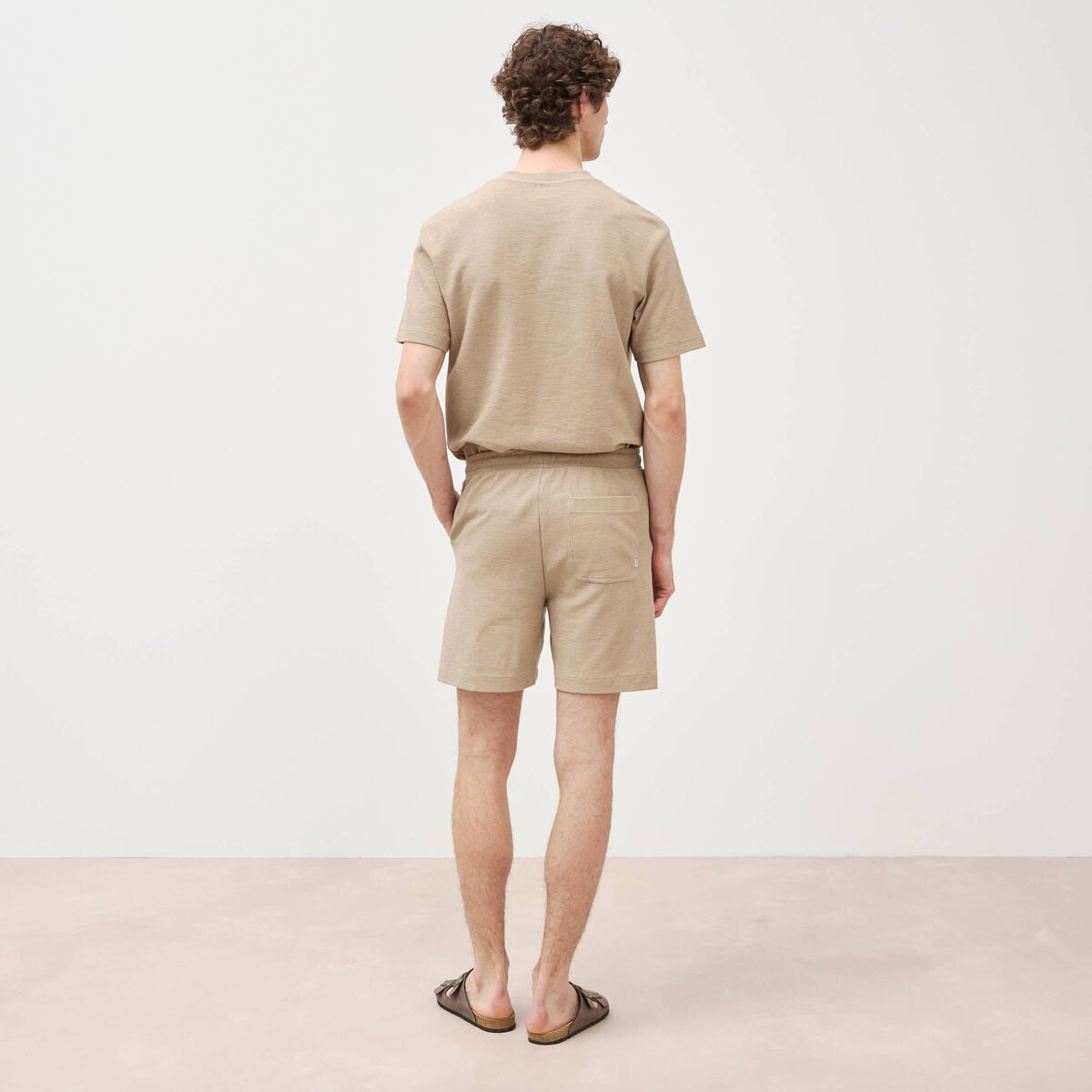 Short droit avec cordon beige homme