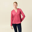 Blouse manches longues satin vieux rose femme