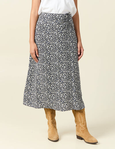Jupe longue portefeuille bleu femme