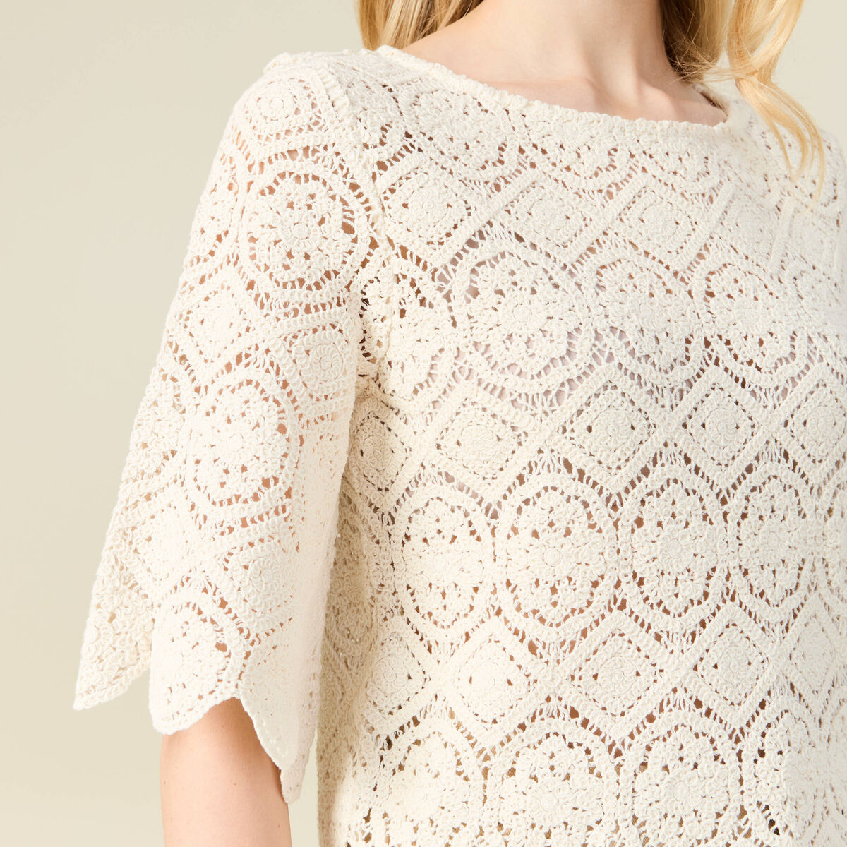 T-shirt manches courtes ecru femme