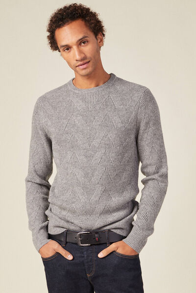 Pull manches longues gris homme