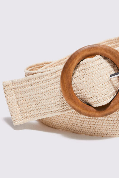 Ceinture tressée boucle ronde ecru femme