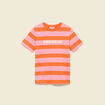 T-shirt ray&eacute; col rond manches courtes orange femme