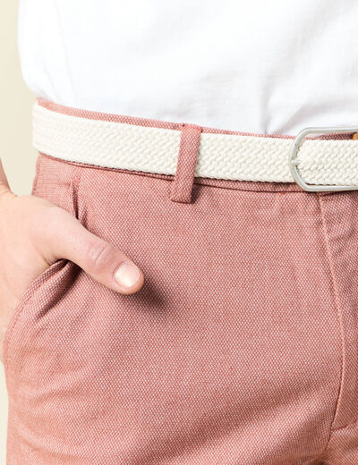 Bermuda droit chino ceinture marron cognac homme