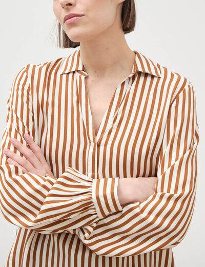 Blouse manches longues marron femme