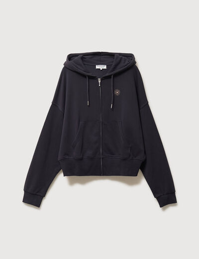Sweat boyfriend &agrave; capuche gris fonc&eacute; femme