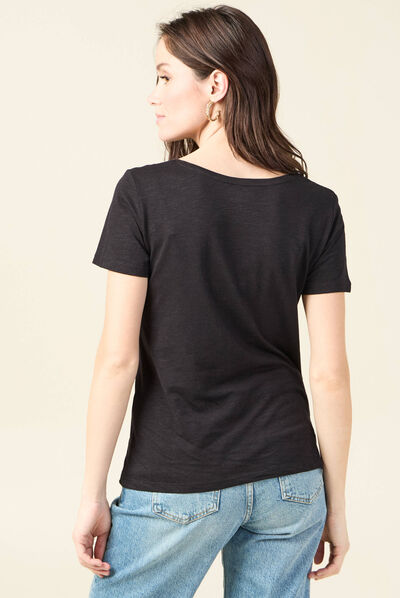 T-shirt manches courtes noir femme