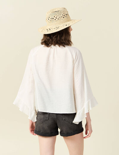 Chemise manches longues ecru femme