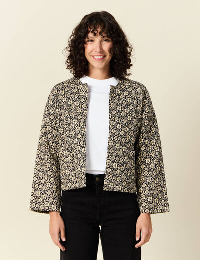 Gilet matelassé col rond noir femme