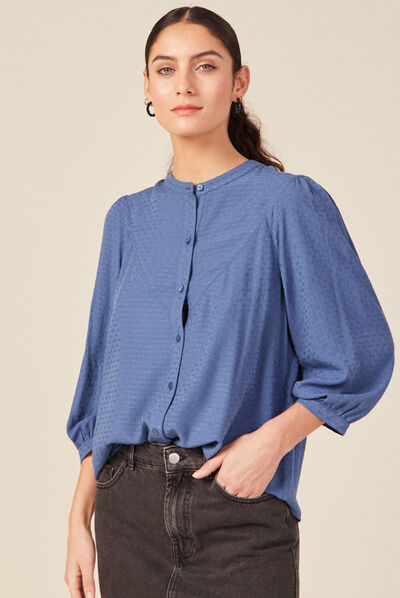 Chemise manches 3/4 bleu ciel femme