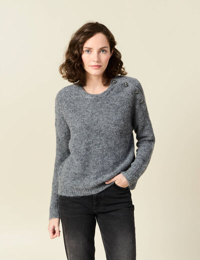 Pull manches longues gris clair femme
