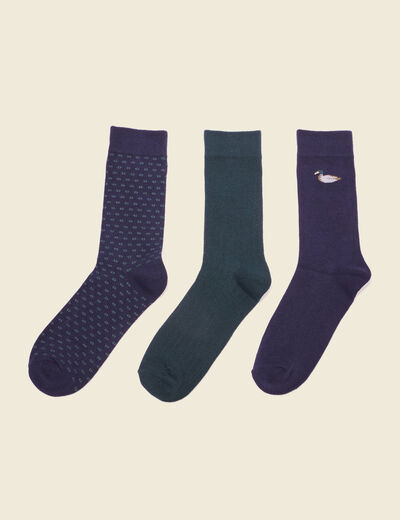 Lot 3 paires chaussettes vert foncé homme