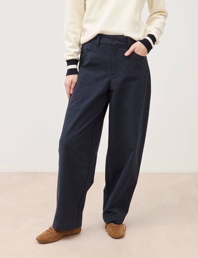Pantalon coupe regular bleu marine femme