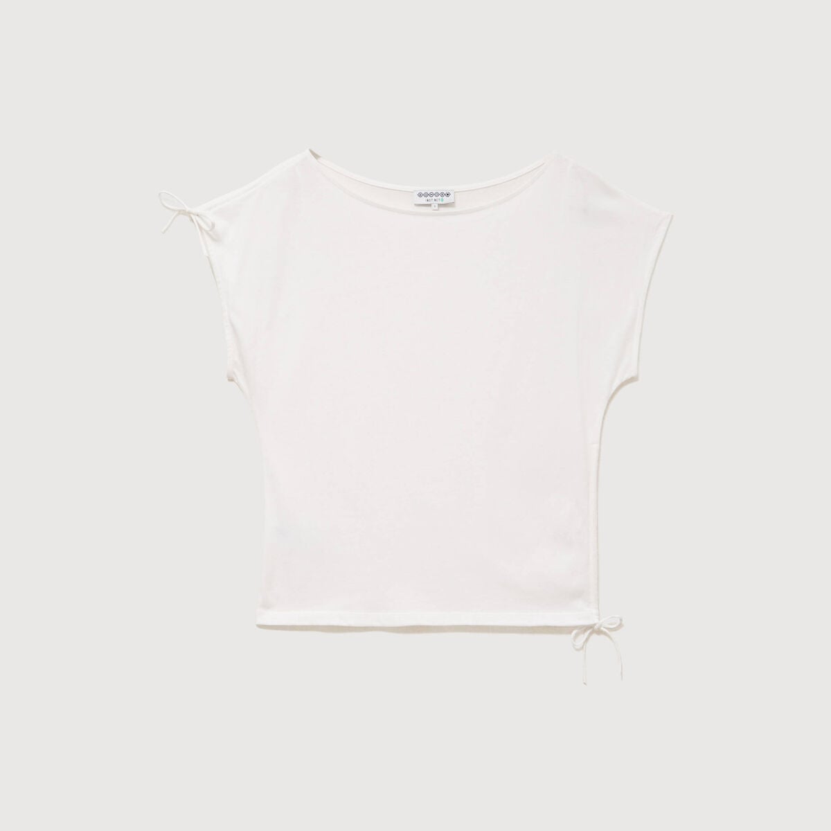 T-shirt ajust&eacute; col rond manches courtes ecru femme