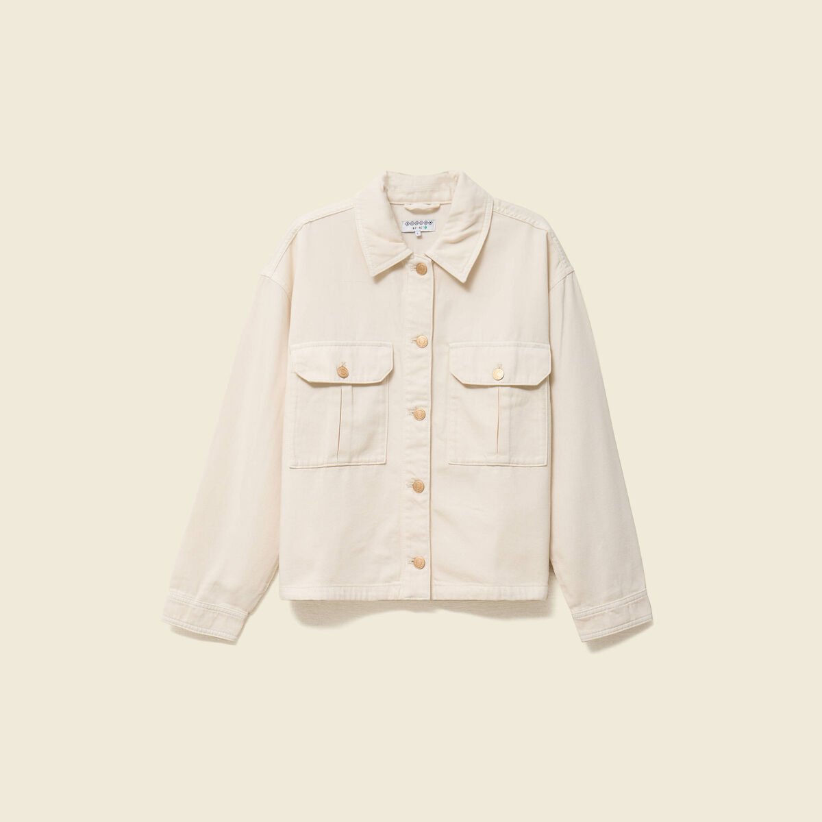 Blouson manches longues col classique denim blanc femme