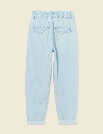 Jeans slouchy taille haute denim bleach femme