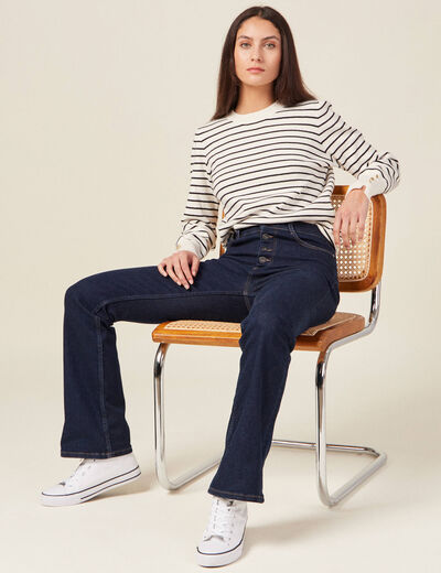 Pull manches longues ecru femme