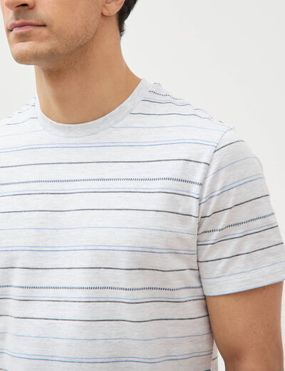 T-shirt cintr&eacute; col rond manches courtes ecru homme
