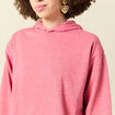 Sweat &agrave; capuche manches longues brillant mauve femme