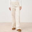 Pantalon large taille haute en velours ivoire femme