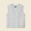 Pull sans manches col en V gris clair femme