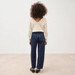 Jeans barrel taille haute broderie denim brut clean femme