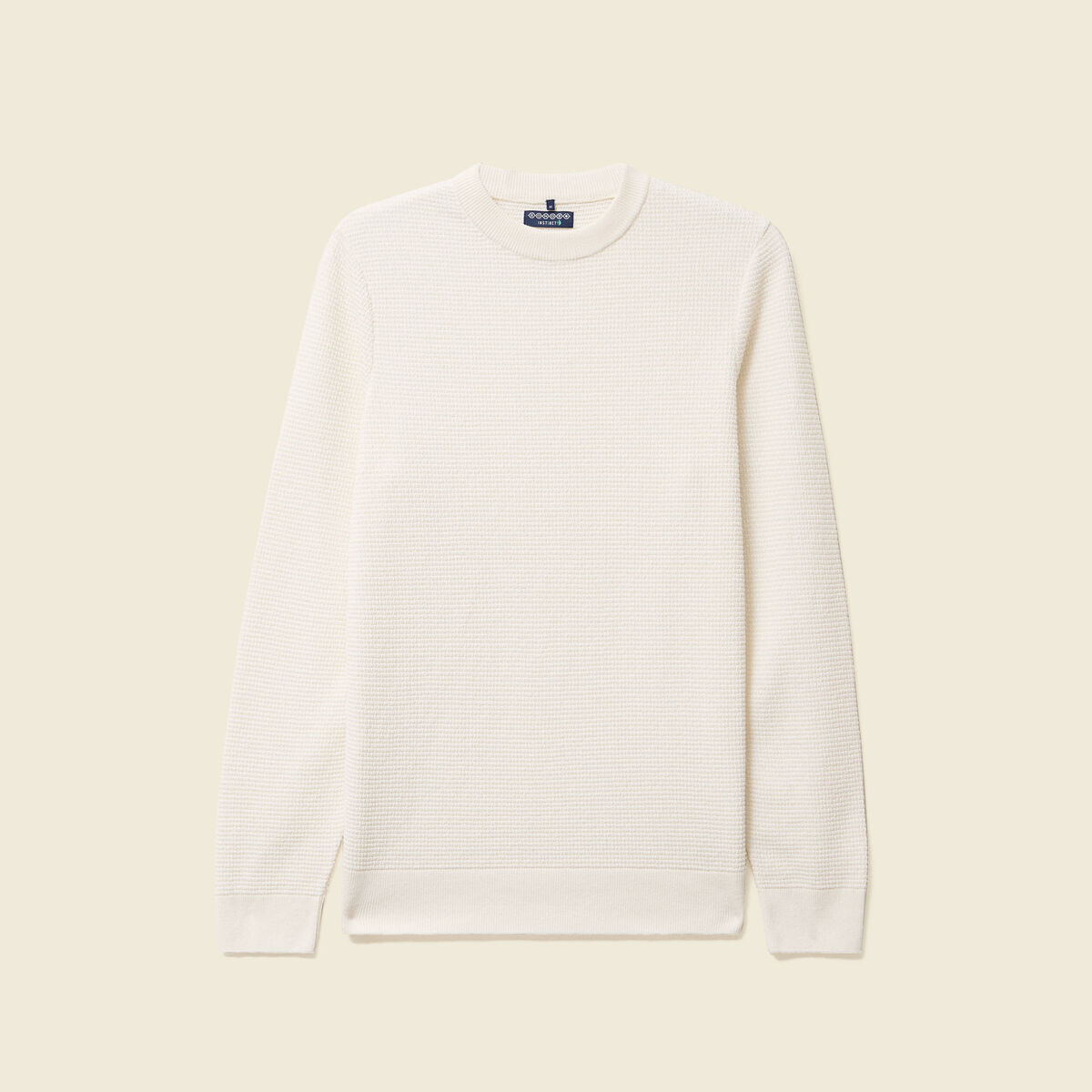 Pull col rond ecru homme
